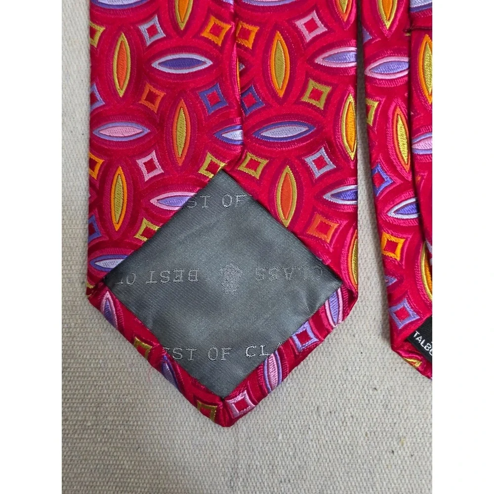 Robert Talbott Best of Class Mens Silk Tie Red‎ Geometric Oval Pattern Necktie